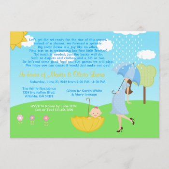 Cute Modern Mom And Baby Boy Baby Sprinkle Invitation by InvitationBlvd at Zazzle