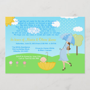 Cute Modern Mom and Baby Boy Baby Sprinkle Invitation