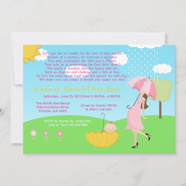 Cute Modern Mom and Baby Girl Baby Sprinkle Invitation (Front)