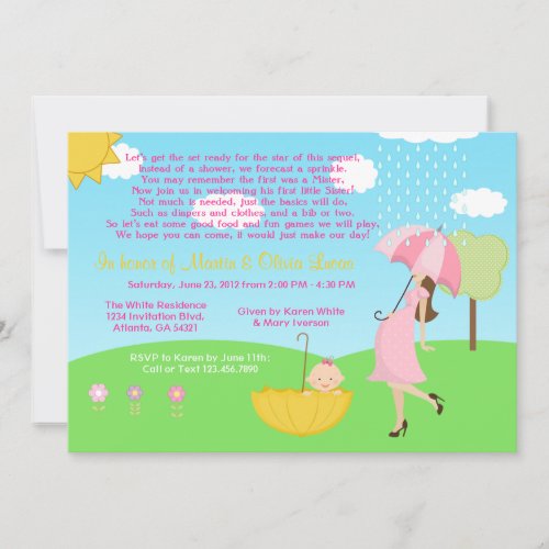 Cute Modern Mom and Baby Girl Baby Sprinkle Custom Invitation