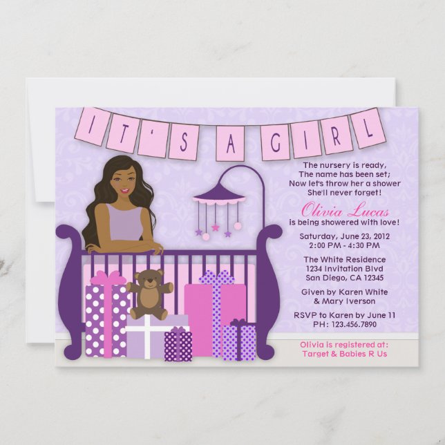 Cute Modern Mom in Nursery Baby Shower Invite (Front)