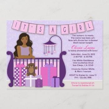 Cute Modern Mom In Nursery Baby Shower Invite by InvitationBlvd at Zazzle