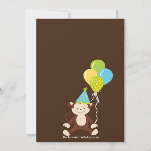 Cute Modern Monkey 1st Birthday Party Invitations | Zazzle