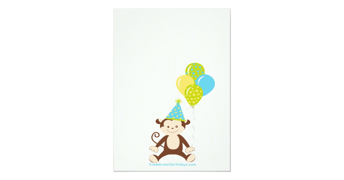 Cute Modern Monkey 1st Birthday Party Invitations | Zazzle