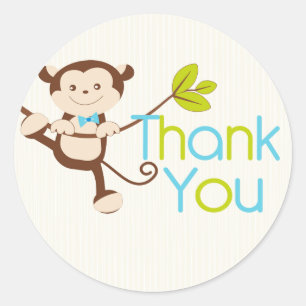 Cute Modern Monkey Birthday Party Stickers