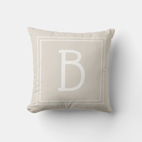 Cute Modern Monogram Initial Square Rustic Tan Throw Pillow