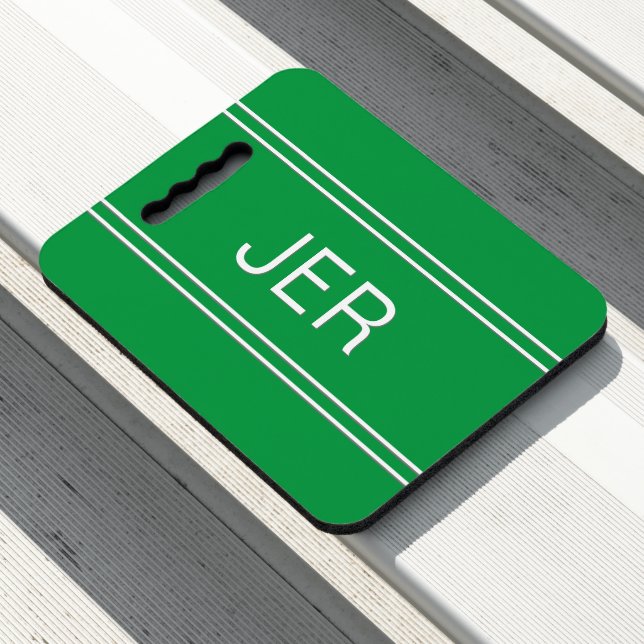 Cute Modern Monogrammed Green Trendy Sports Event Seat Cushion (In Situ)