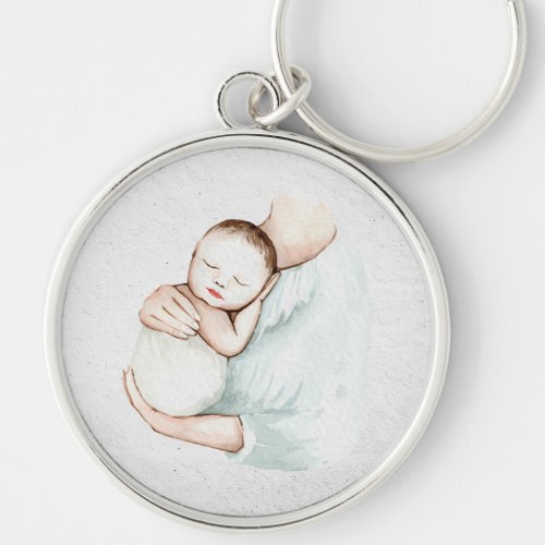 Cute Modern Mother  Baby Doula Midwife Watercolor Keychain