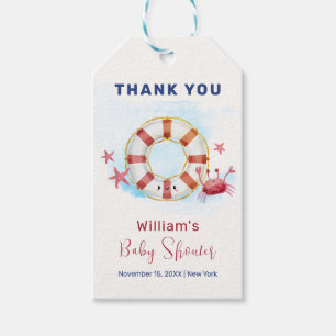 Cute Modern Nautical Crab Starfish Baby Shower Gift Tags