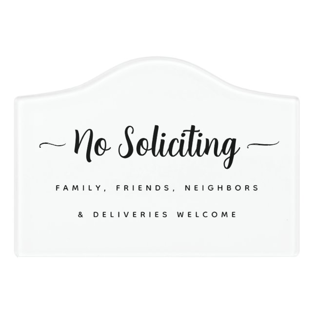 Cute Modern No Soliciting Sign, Deliveries Welcome Door Sign (Small Crest Front)
