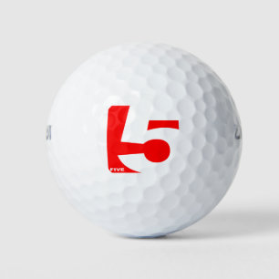 CUTE MODERN NUMBER, RED COLOR GOLF BALLS