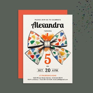 Cute Modern Orange Colorful Bow Party Watercolor