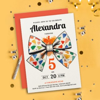 Cute Modern Orange Colorful Bow Party Watercolor