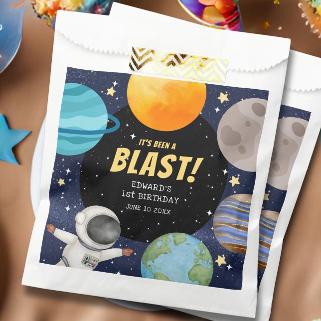 Cute Modern Outer Space 1st Birthday  Favor Bag (Creator Uploaded)