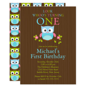 owl birthday invitations zazzle