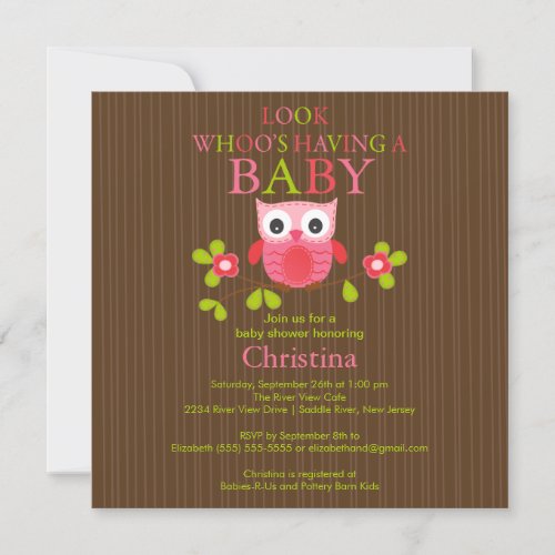 Cute Modern Owl Baby Shower Invitations