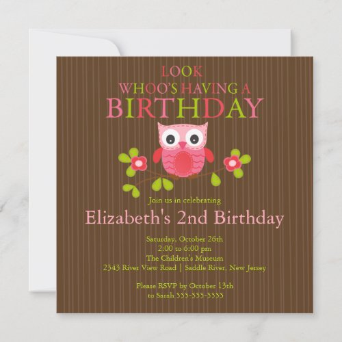 Cute Modern Owl Birthday Party Invitations