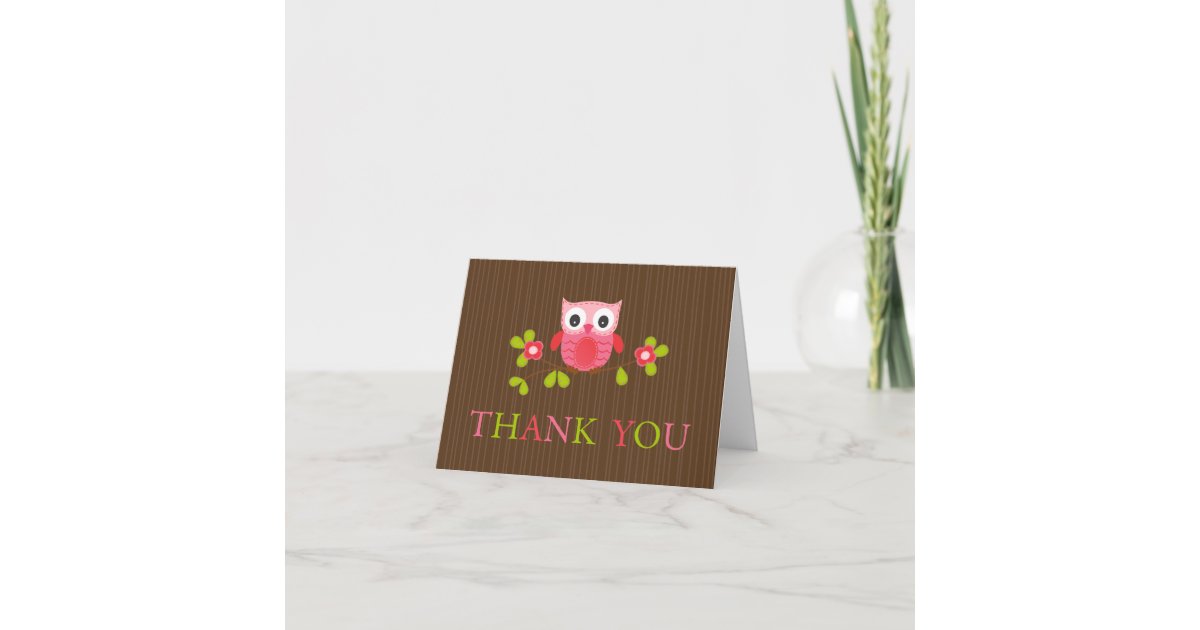 Cute Modern Owl Birthday Party Thank You Card | Zazzle