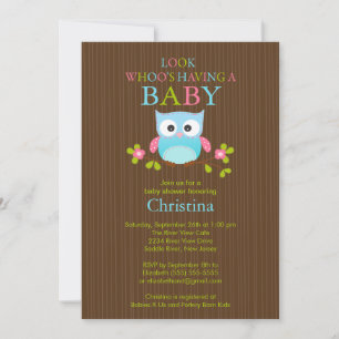 Cute Modern Owl Boys Baby Shower Invitations
