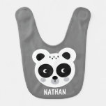 Cute Modern Panda Face Personalised Baby Bib