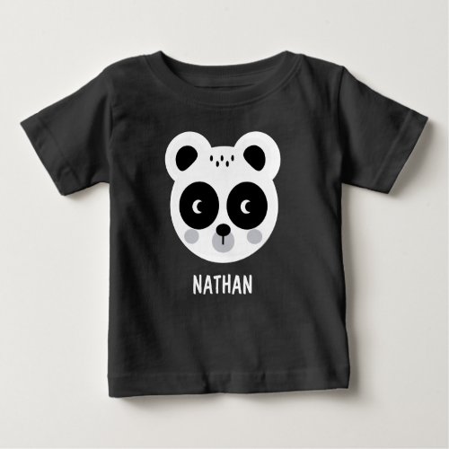 Cute Modern Panda Face Personalised Baby T_Shirt