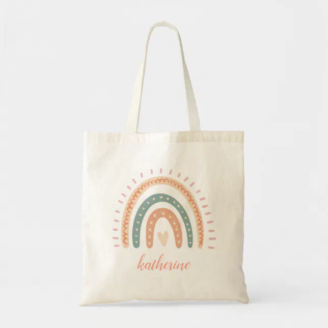 Cute Modern Pastel Boho Rainbow Tote Bag | Zazzle