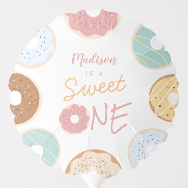 Cute Modern Pastel Donut First Birthday Balloon (Front)