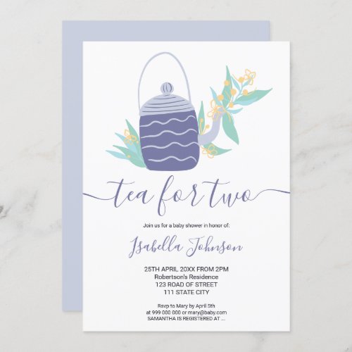 Cute modern pastel floral tea for two baby shower invitation