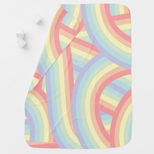 Cute Modern Pastel Rainbow Stripes Baby Baby Blanket