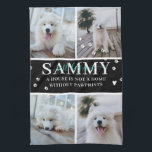 Cute Modern Paw Prints Personalized Pet Name Photo Kitchen Towel<br><div class="desc">"A house is not a home without paw prints". Customize this soft tea towel with 4 square photos arranged in a grid collage layout, featuring adorable paw prints, pet name and lovely quote. Keep the quote as is or change to your custom caption. All colors can be changed. This personalized...</div>