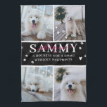 Cute Modern Paw Prints Personalized Pet Name Photo Kitchen Towel<br><div class="desc">"A house is not a home without paw prints". Customize this soft tea towel with 4 square photos arranged in a grid collage layout, featuring adorable paw prints, pet name and lovely quote. Keep the quote as is or change to your custom caption. All colors can be changed. This personalized...</div>