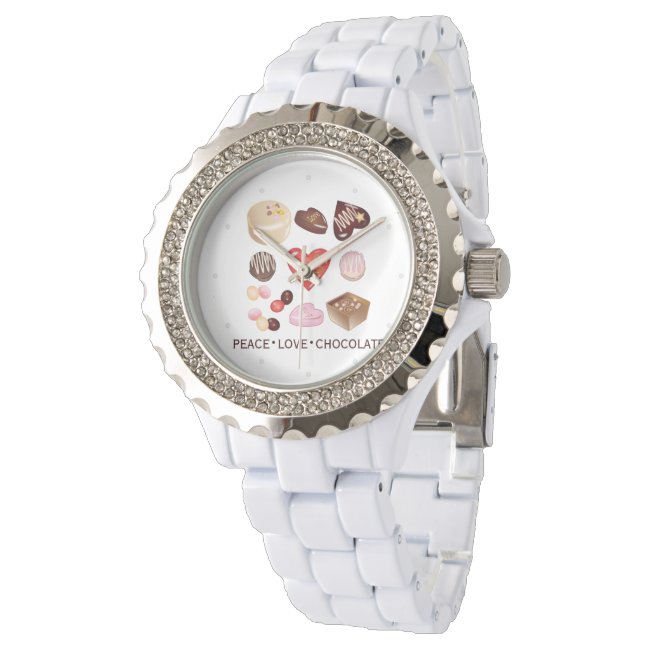 Cute Modern Peace Love Chocolate Candy Watch