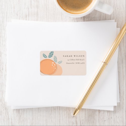 Cute Modern Peach Blush Orange Fruity Bold Address Label