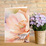 Cute Modern Peach Rose Birthday card<br><div class="desc">Cute and elegant birthday card</div>
