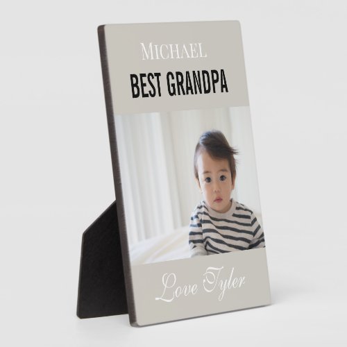 Cute Modern Personalized Best Grandpa Photo Plaque