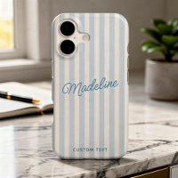 Cute Modern Personalized Coastal Blue Striped