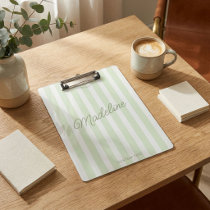 Cute Modern Personalized Coastal Sage Striped Clipboard