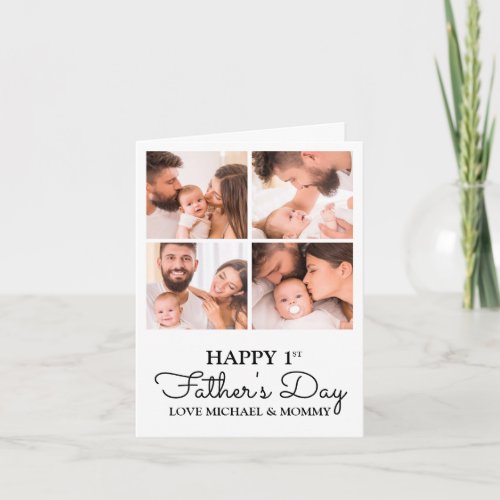 Cute Modern Photo Collage Happy First Fathers Day Card