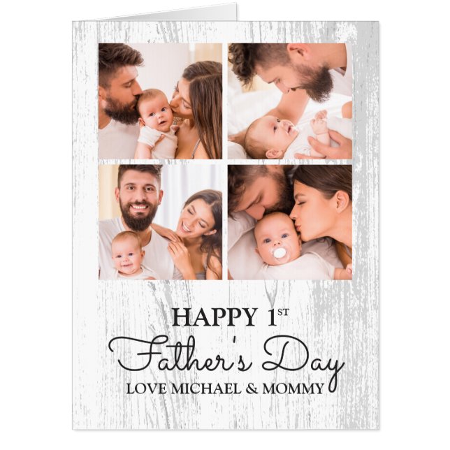 Cute Modern Photo Collage Happy First Fathers Day Card (Front)