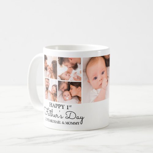 Cute Modern Photo Collage Happy First Fathers Day Coffee Mug