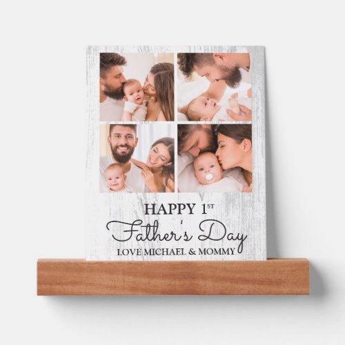 Cute Modern Photo Collage Happy First Fathers Day Picture Ledge