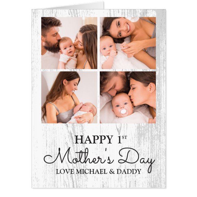 Cute Modern Photo Collage Happy First Mothers Day Card (Front)