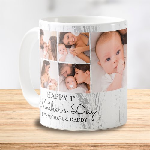 Cute Modern Photo Collage Happy First Mothers Day Coffee Mug