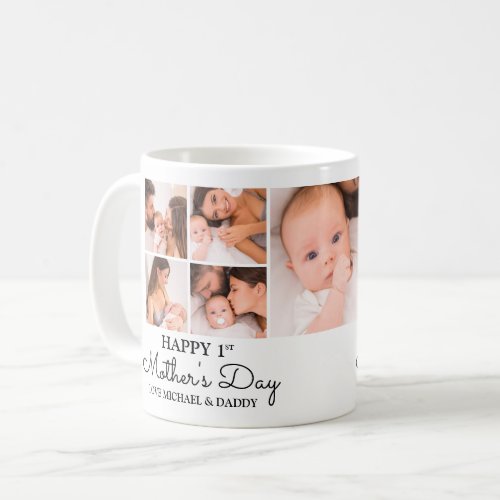 Cute Modern Photo Collage Happy First Mothers Day Coffee Mug