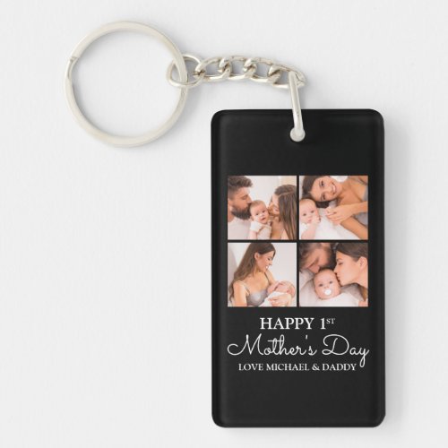 Cute Modern Photo Collage Happy First Mothers Day Keychain