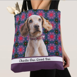 Cute Modern Photo Gift Puppy Dog Lover Mom Tote Bag