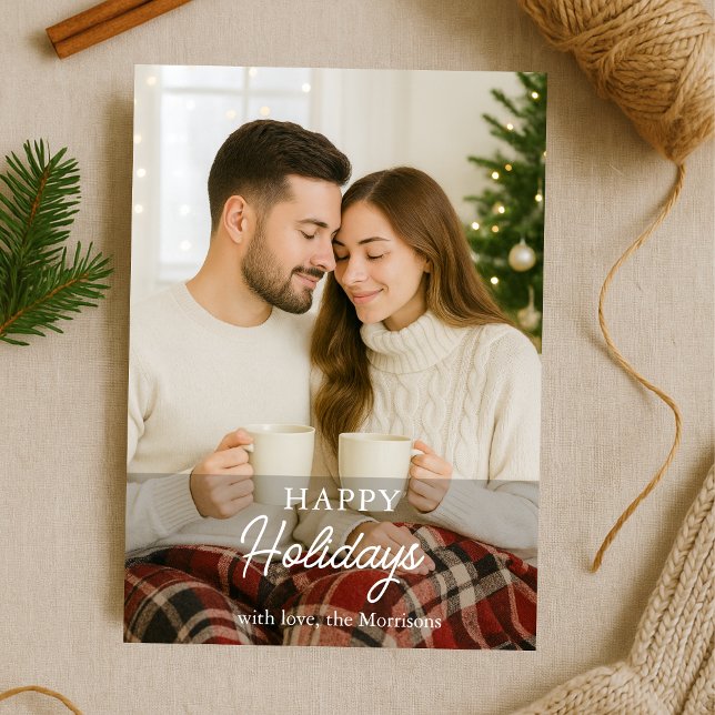 Cute Modern Photo Happy Holidays Holiday Card (Creator Uploaded)