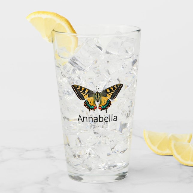 Cute Modern Photography Butterfly Add Name Glass (Front Ice)