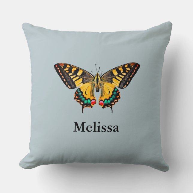 Cute Modern Photography Butterfly Add Name Throw Pillow (Front)