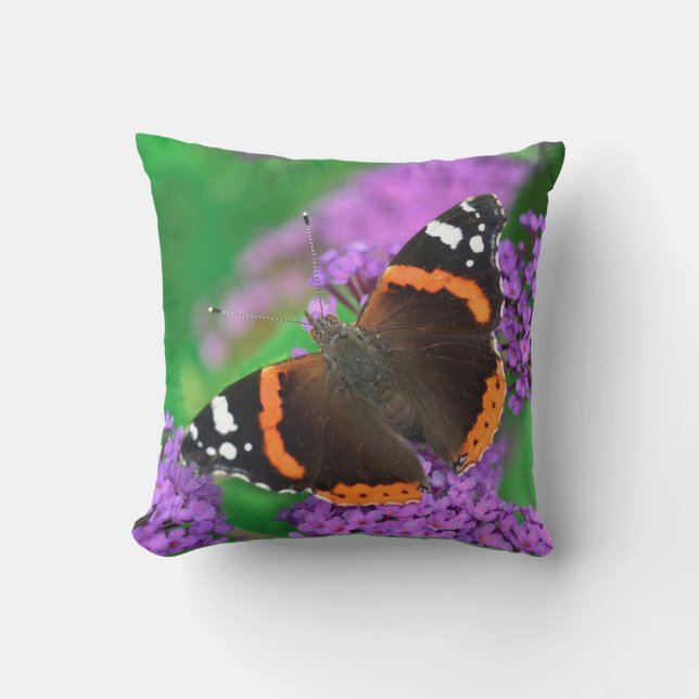 Cute Modern Photography Butterfly and Flower  Outdoor Pillow (Front)